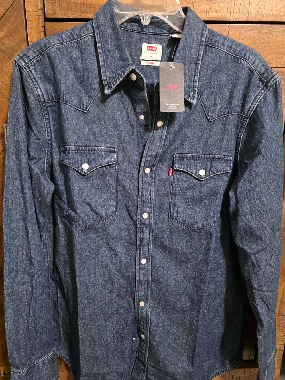 NWT! Levi's Indigo Blue Denim Western Button-Down Shirt Sz. Medium